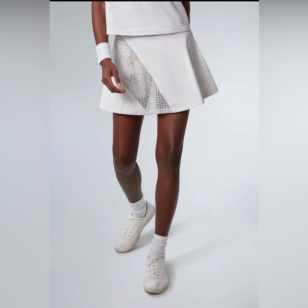 Women's White Tennis Skort with Perforated Panel